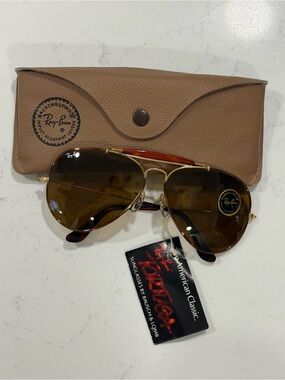 Vintage B&L Ray-Ban Tortuga Outdoorsman Aviator Sunglasses w/ Tags & Case